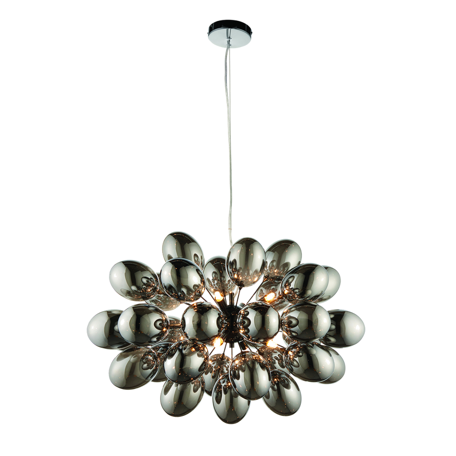 Endon Infinity 8 Light 80124 Chandelier With Dark Chrome Glass Shades