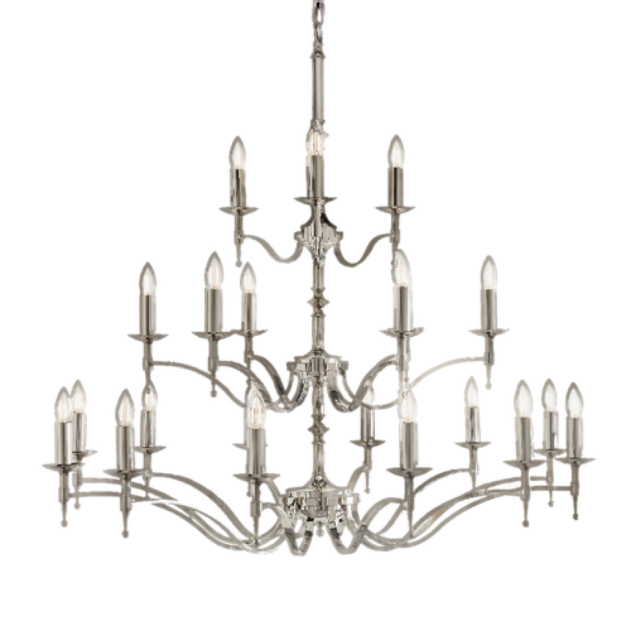 Interiors 1900 Stanford Nickel Plated 21 Light CA1P21N Candle Chandelier