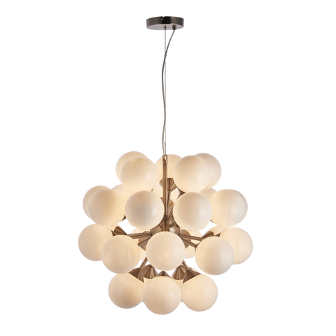 Endon Oscar 28 Light 77587 Chandelier Finished Nickel-Plate With White Glass Shades