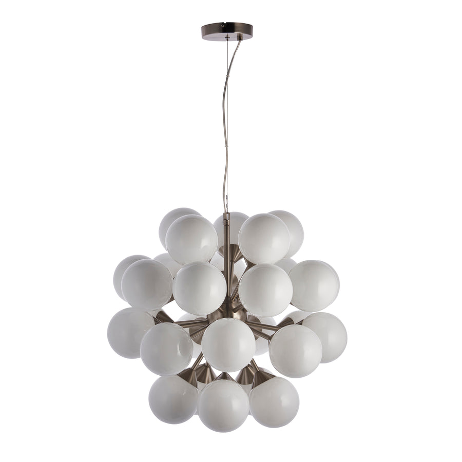 Endon Oscar 28 Light 77587 Chandelier Finished Nickel-Plate With White Glass Shades