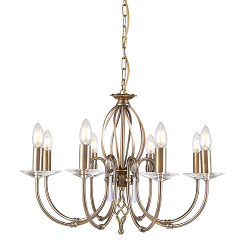 This Stylish Aegean Aged Brass 8 light Candle Chandelier is from our Elstead lighting range with free 2-3 days delivery only at lush chandeliers