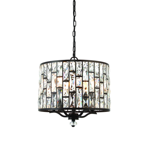 ndoncollection belle-5-light-ceiling pendant chandelier in dark bronze and clear crystal glass product code 69390