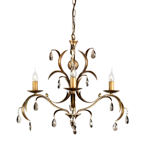 This Elstead Lily Italian style 3 light chandelier in metallic bronze finish with smoked cut glass drops is handmade in England. An exclusive design hand-finished to the highest quality.