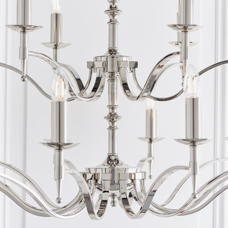  Stanford 21 light nickel plated candle chandelier by Interiors 1900 CA1P21N