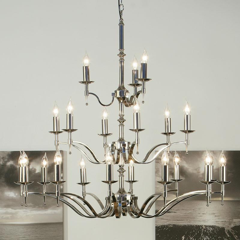  Stanford 21 light nickel plated candle chandelier by Interiors 1900 CA1P21N