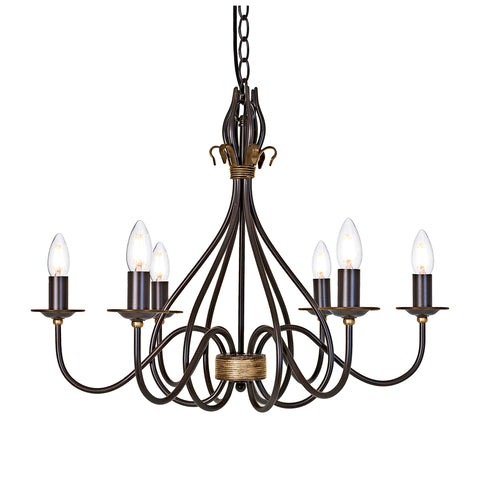 The high-quality Windermere lighting suite by Elstead Lighting.  A wonderful collection of the highest quality wrought iron lights finished in a rust/gold patina.